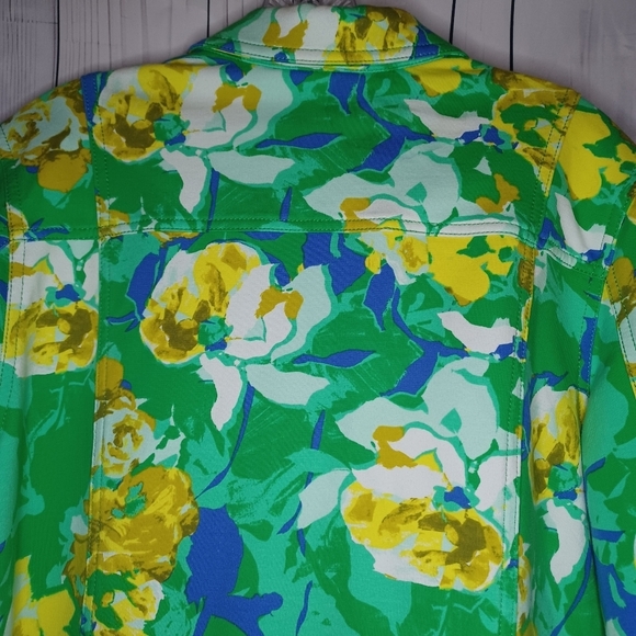 Isaac Mizrah Live green floral print spring jacket - Picture 10 of 15